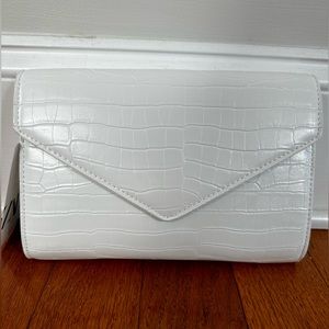 Zara White Snake Print Crossbody Clutch
